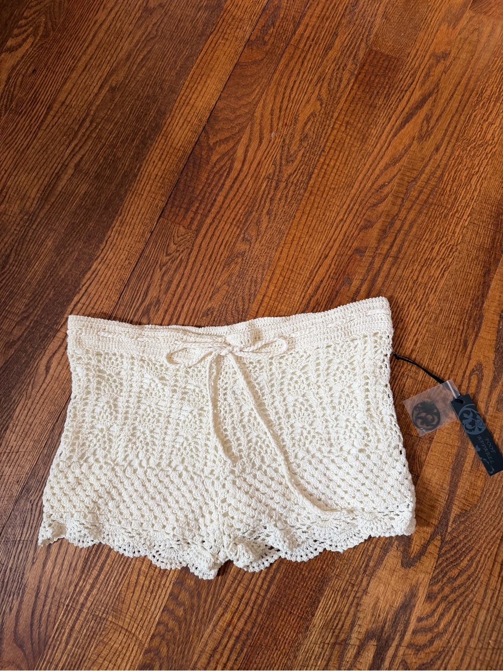 Poof! Cream Crochet Knit Shorts